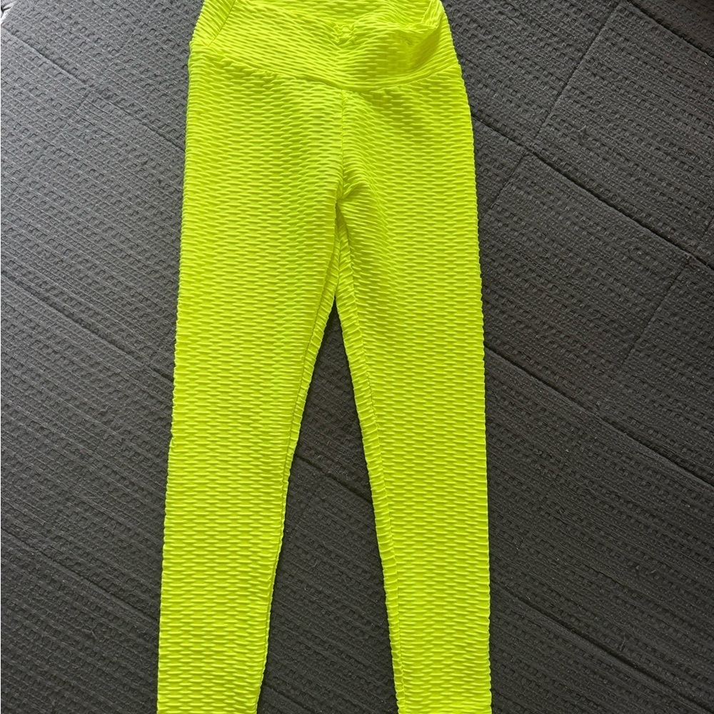 Vibrant Yellow Textured Leggings